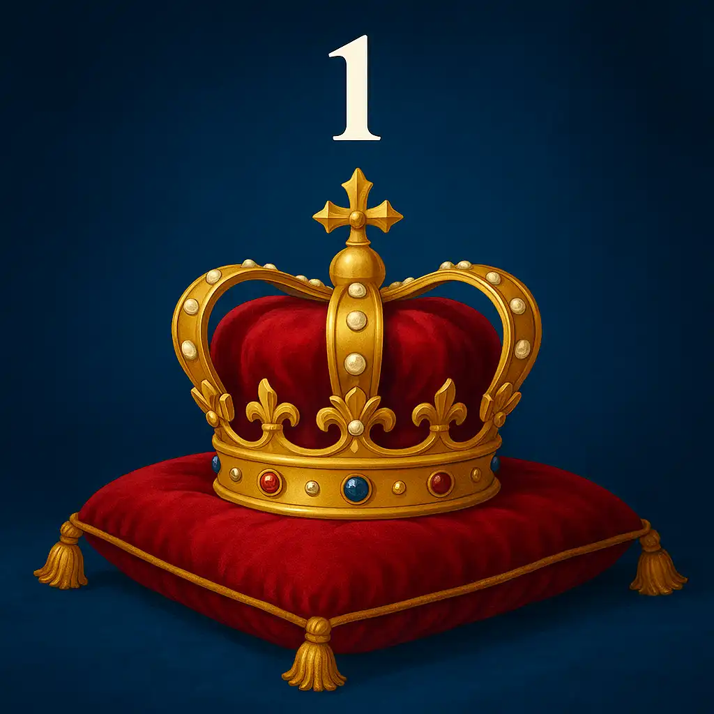 Golden crown on a velvet cushion representing account registration